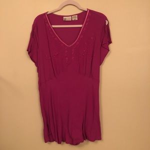 Beaded fuschia split sleeve tunic, 18/20W